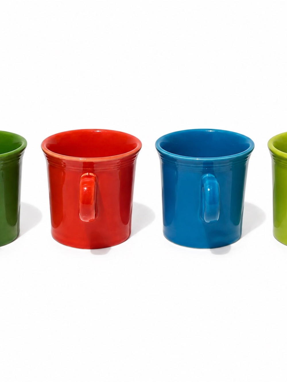 Set of 4 Fiesta Bright Ceramic Mug Set - Orange Green Blue